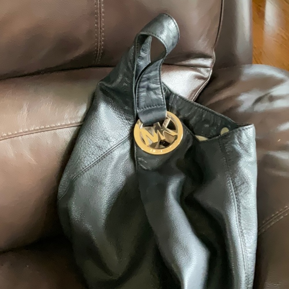 MK black leather bag